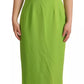 Green Sheath Square Neckline Mid Length Dress