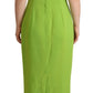 Green Sheath Square Neckline Mid Length Dress