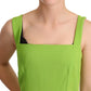 Green Sheath Square Neckline Mid Length Dress