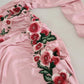 Pink Flower Embellished One Shoulder Dress