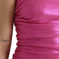 Pink Polyester Sleeveless Bodycon Mini Dress