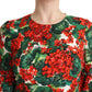 Red Green Portofino-Print Poplin Midi Dress