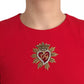 Red Sacred Heart Viscose Bodycon Mini Dress