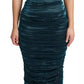 Silk Blend Green Satin Fitted Strapless Dress