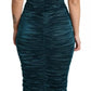 Silk Blend Green Satin Fitted Strapless Dress
