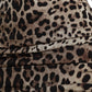 Silk Brown Leopard Print Ruched Midi Dress