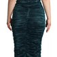 Turquoise Bustier Bodice Draped Midi Dress