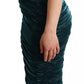 Turquoise Bustier Bodice Draped Midi Dress