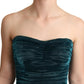 Turquoise Bustier Bodice Draped Midi Dress