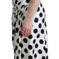 White Polka Dots Crystal One Shoulder Dress