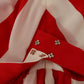 White Red Silk A-Line Shift Gown Mini Dress