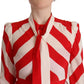 White Red Silk A-Line Shift Gown Mini Dress