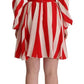White Red Silk A-Line Shift Gown Mini Dress