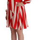 White Red Silk A-Line Shift Gown Mini Dress