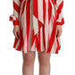 White Red Silk A-Line Shift Gown Mini Dress