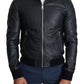 Black Leather Full Zip Men Bomber Jacket