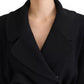 Black Double Breasted Belted Blazer Jacket
