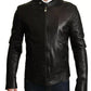 Black Lamb Leather Biker Coat Jacket