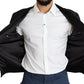 Black Nylon Crown Print Bomber Full Zip Jacket