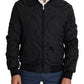 Black Nylon Crown Print Bomber Full Zip Jacket