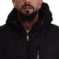 Black Nylon Hooded Parka Coat Winter Jacket