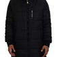 Black Nylon Hooded Parka Coat Winter Jacket
