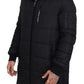 Black Nylon Hooded Parka Coat Winter Jacket