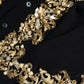 Black VirginWool Embellished Overcoat Jacket