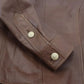 Brown Calfskin Button Down Blouson Jacket