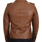 Brown Calfskin Button Down Blouson Jacket