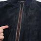 Dark Blue Suede Lambskin Blouson Jacket