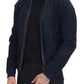 Dark Blue Suede Lambskin Blouson Jacket