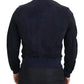 Dark Blue Suede Lambskin Blouson Jacket