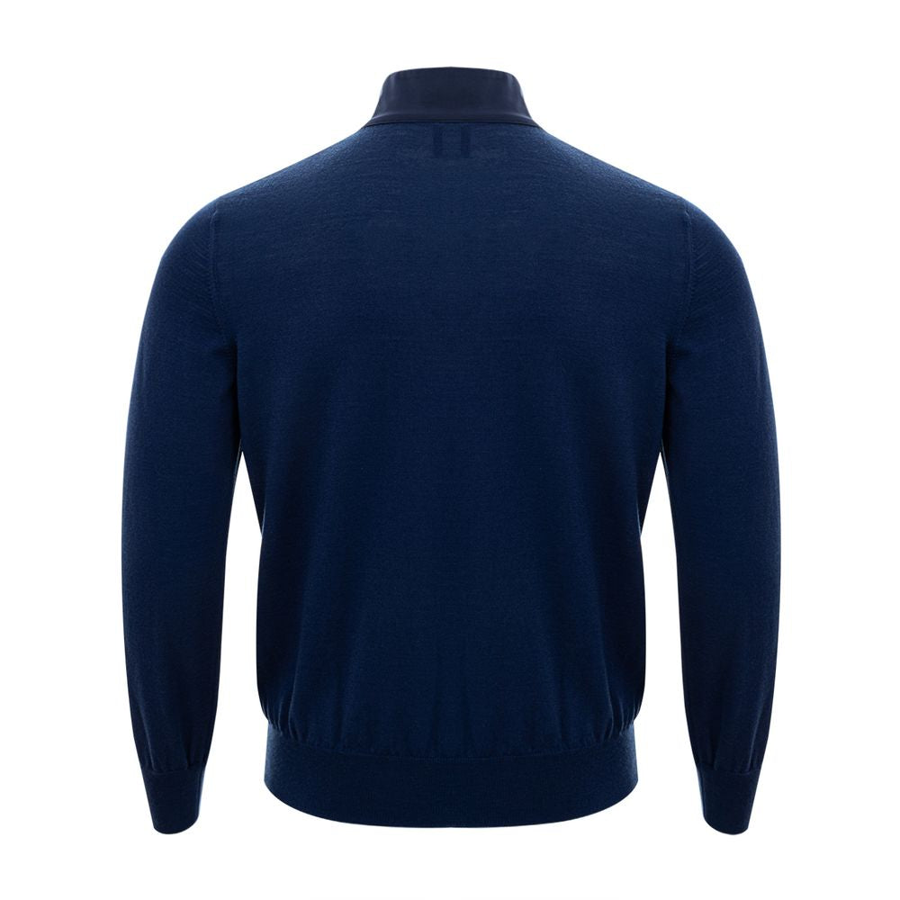 Elegant Blue Wool Cardigan for Men