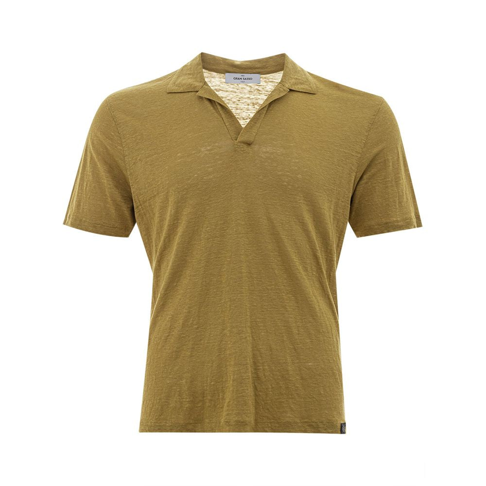 Elegant Green Linen Polo Shirt