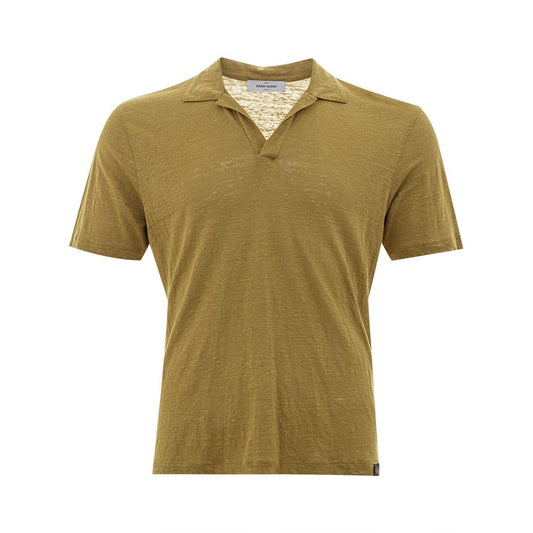 Elegant Green Linen Polo Shirt