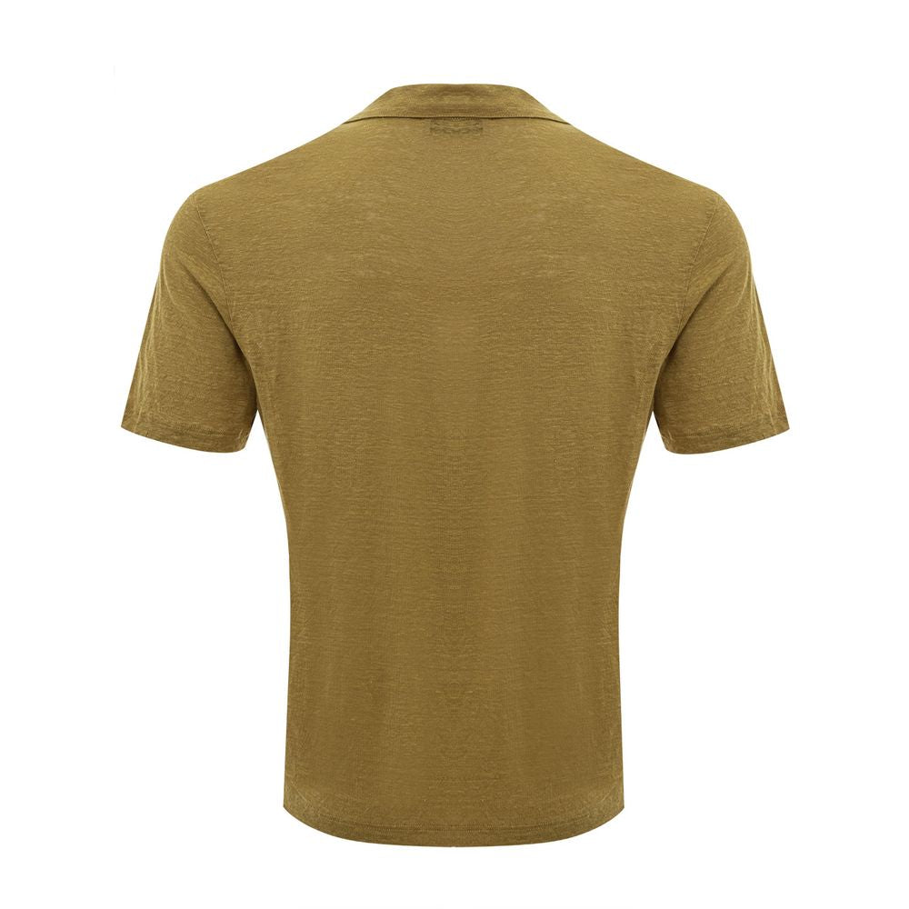 Elegant Green Linen Polo Shirt