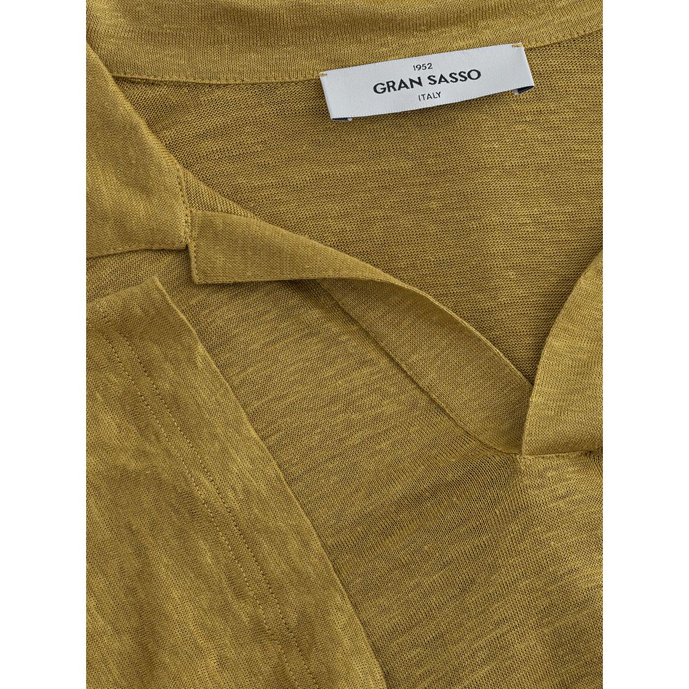 Elegant Green Linen Polo Shirt