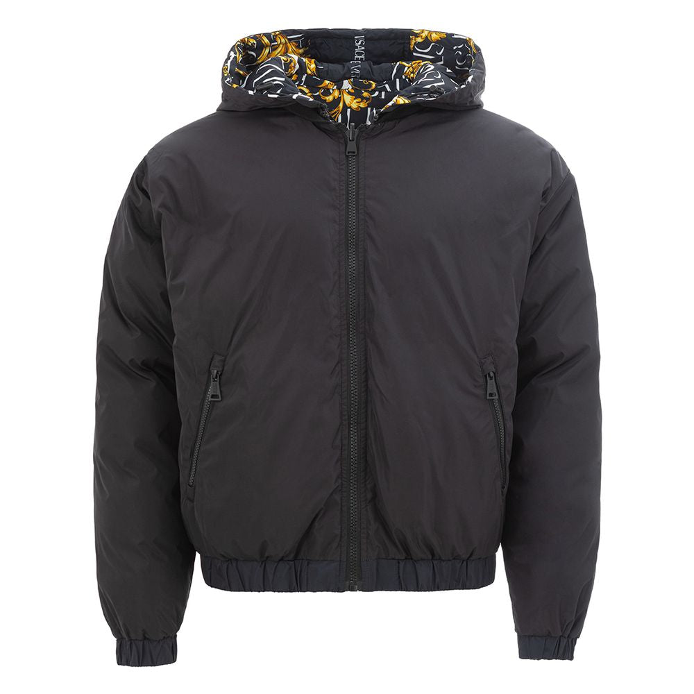 Sleek Black Versace Polyamide Jacket