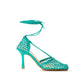 Emerald Elegance Cotton-Leather Sandals