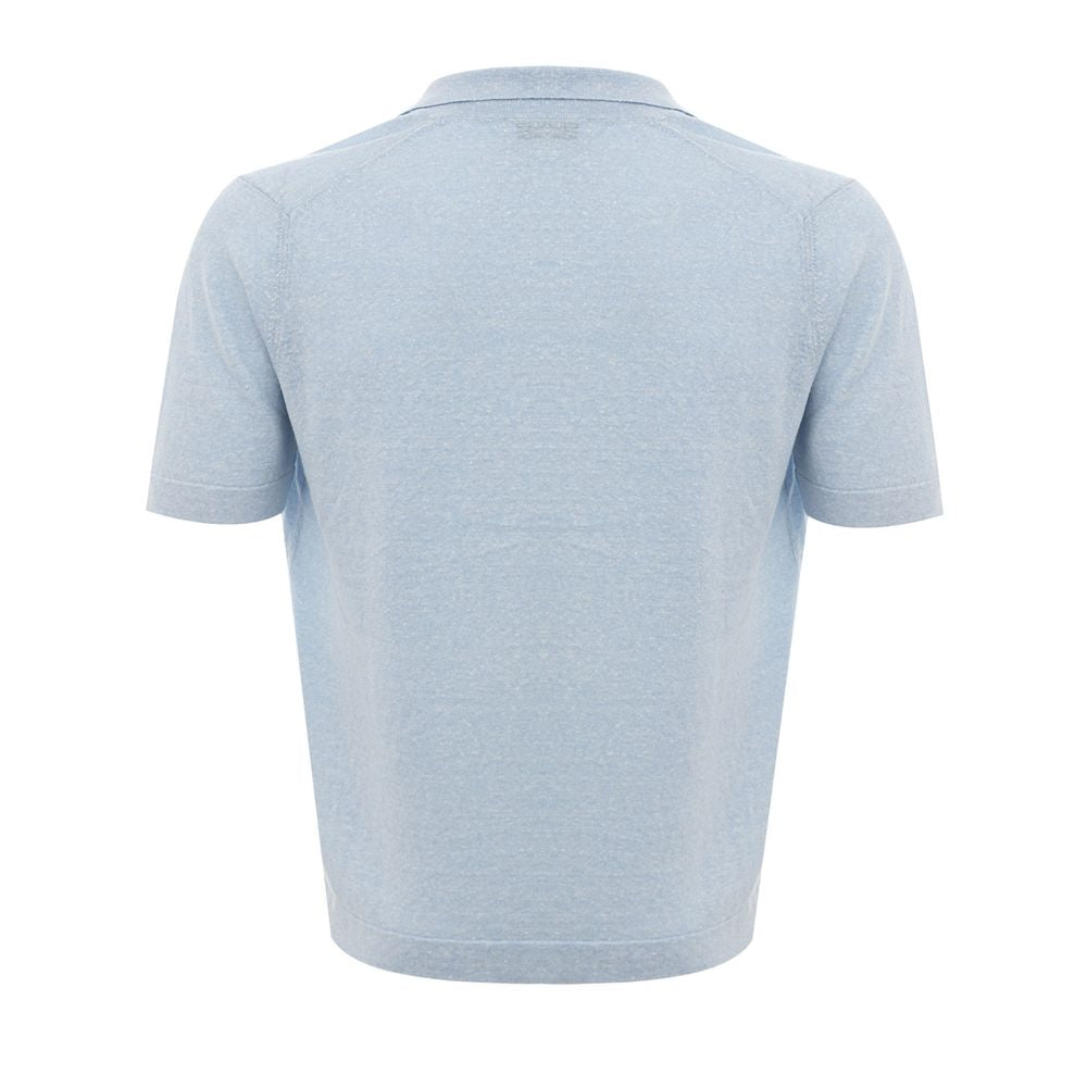 Elegant Light Blue Linen-Cotton Blend Shirt