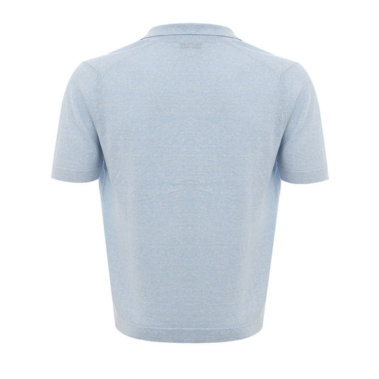 Elegant Light Blue Linen-Cotton Blend Shirt