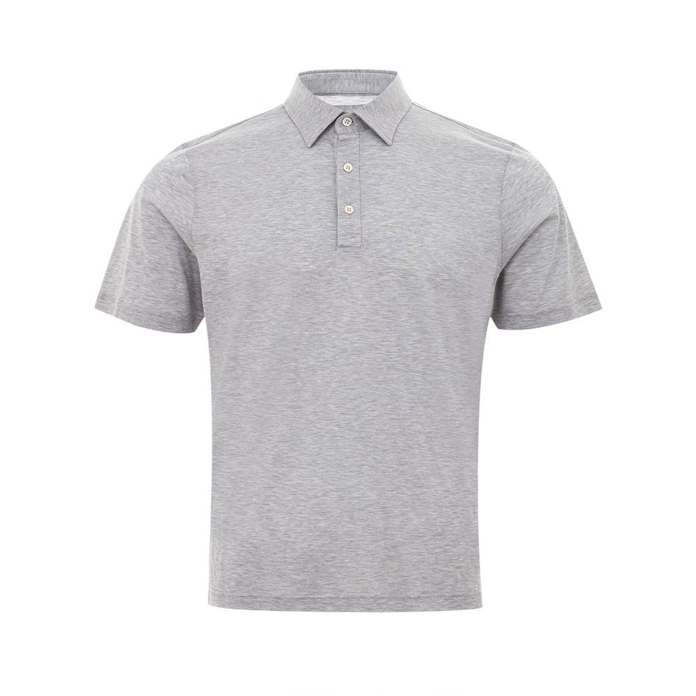 Elegant Gray Cotton Polo Shirt