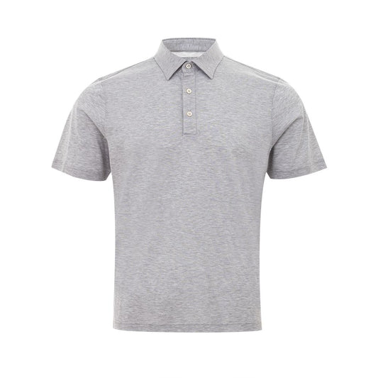 Elegant Gray Cotton Polo Shirt