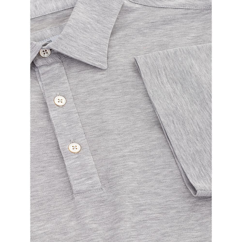 Elegant Gray Cotton Polo Shirt