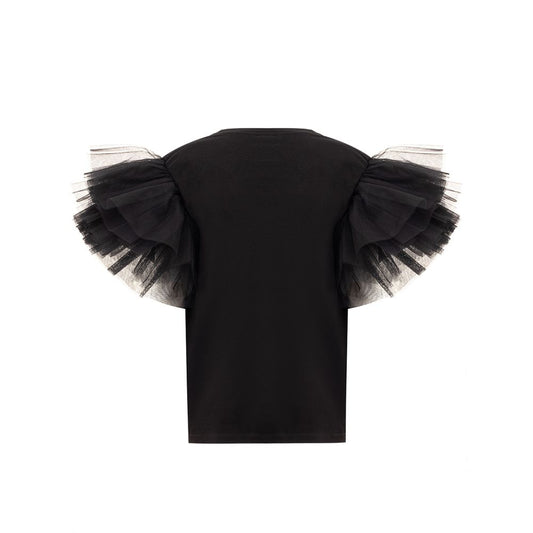 Black Cotton Tops & T-Shirt