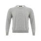 Elegant Gray Silk-Cotton Sweater