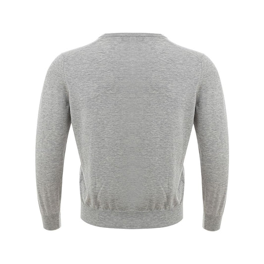 Elegant Gray Silk-Cotton Sweater