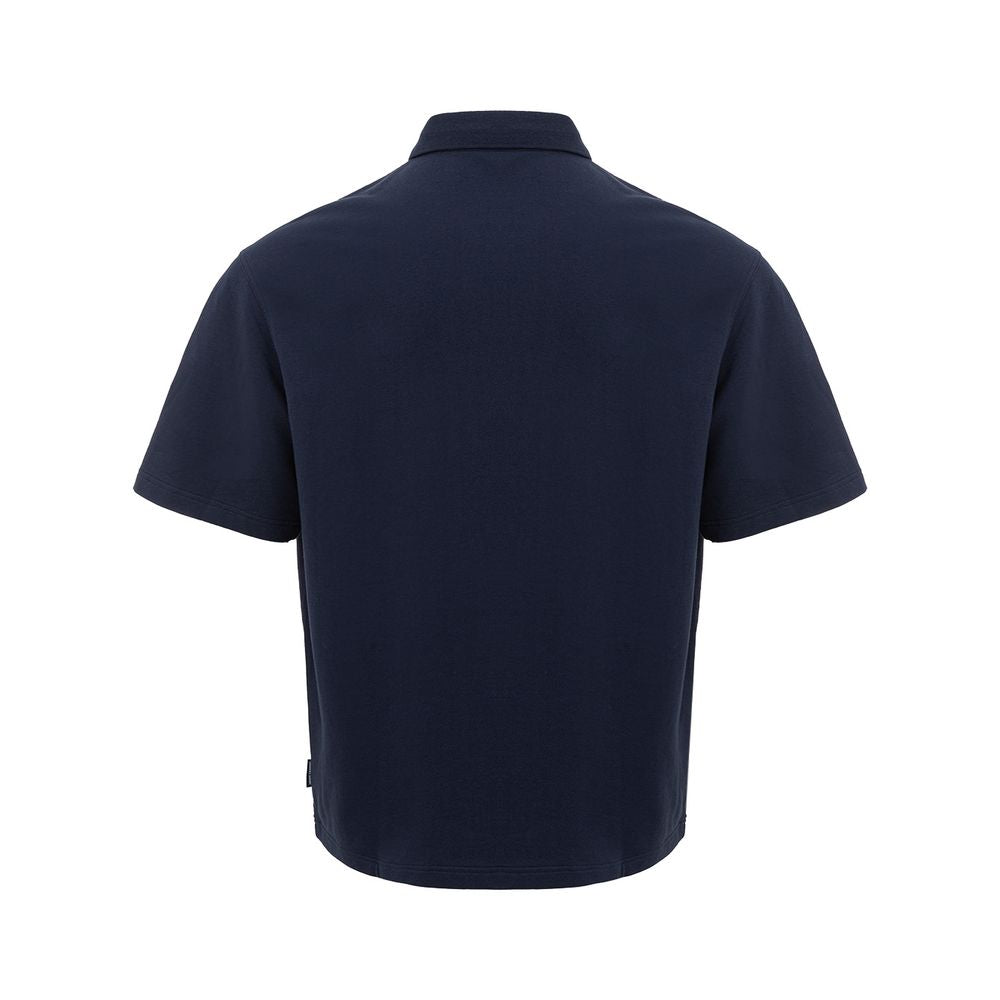 Sleek Blue Cotton Polo Shirt for Men