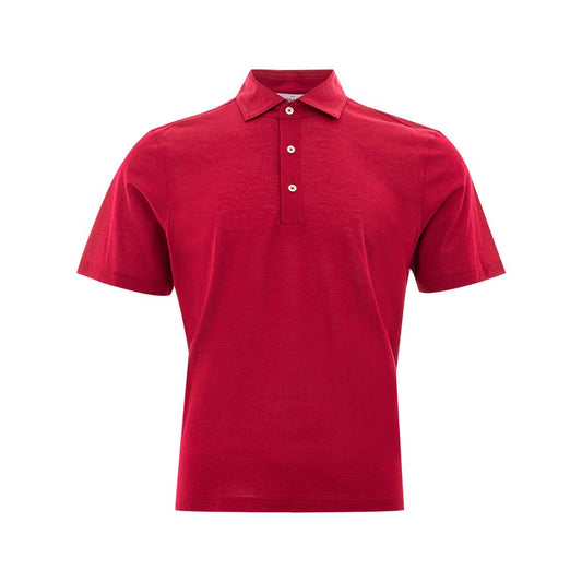 Elegant Red Cotton Polo Shirt for Men